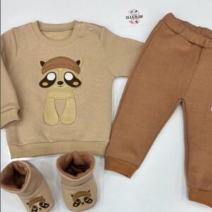 Ellezler Rakun Figürlü Kendinden Patikli Bebek Alt-Üst Takım Seti