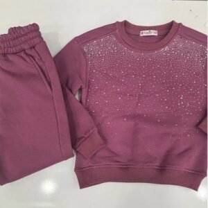 Ellezler Işıltılı Taş İşlemeli Kız Çocuk Alt-Üst Takım – Lüks Sweatshirt Seti