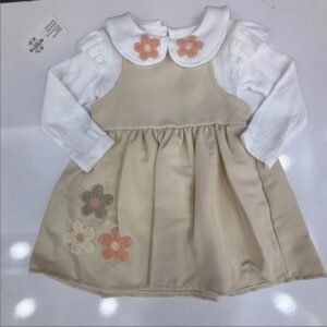 Ellezler Çiçek Nakışlı Bebek Jile Elbise ve Ribana Badili İkili Takım