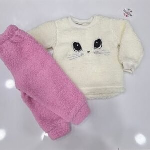 Ellezler Yumuşacık Peluş Tavşan Figürlü Kız Çocuk Welsoft Takım – Ekru/Pembe